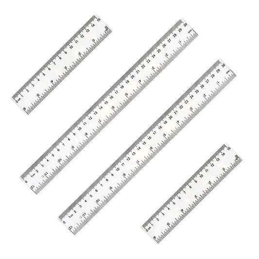 4 Pack 6-Inch Straight Rulers,Clear Plastic Ruler, Centimeter and inch Ruler Suitable for Student School and Office Study Drawing Measuring Standard