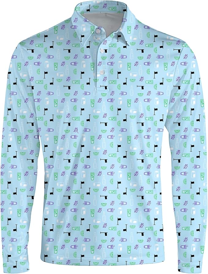 Men's Long Sleeve Golf Shirt Quick Dry 3 Button Work Fishing Outdoor Casual - Image 3