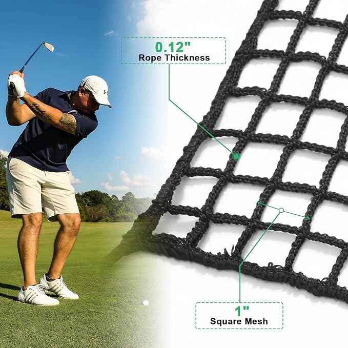 Black Polyester Golf Practice Fence Net, Heavy Duty Golf Ball Barrier Net - Image 2