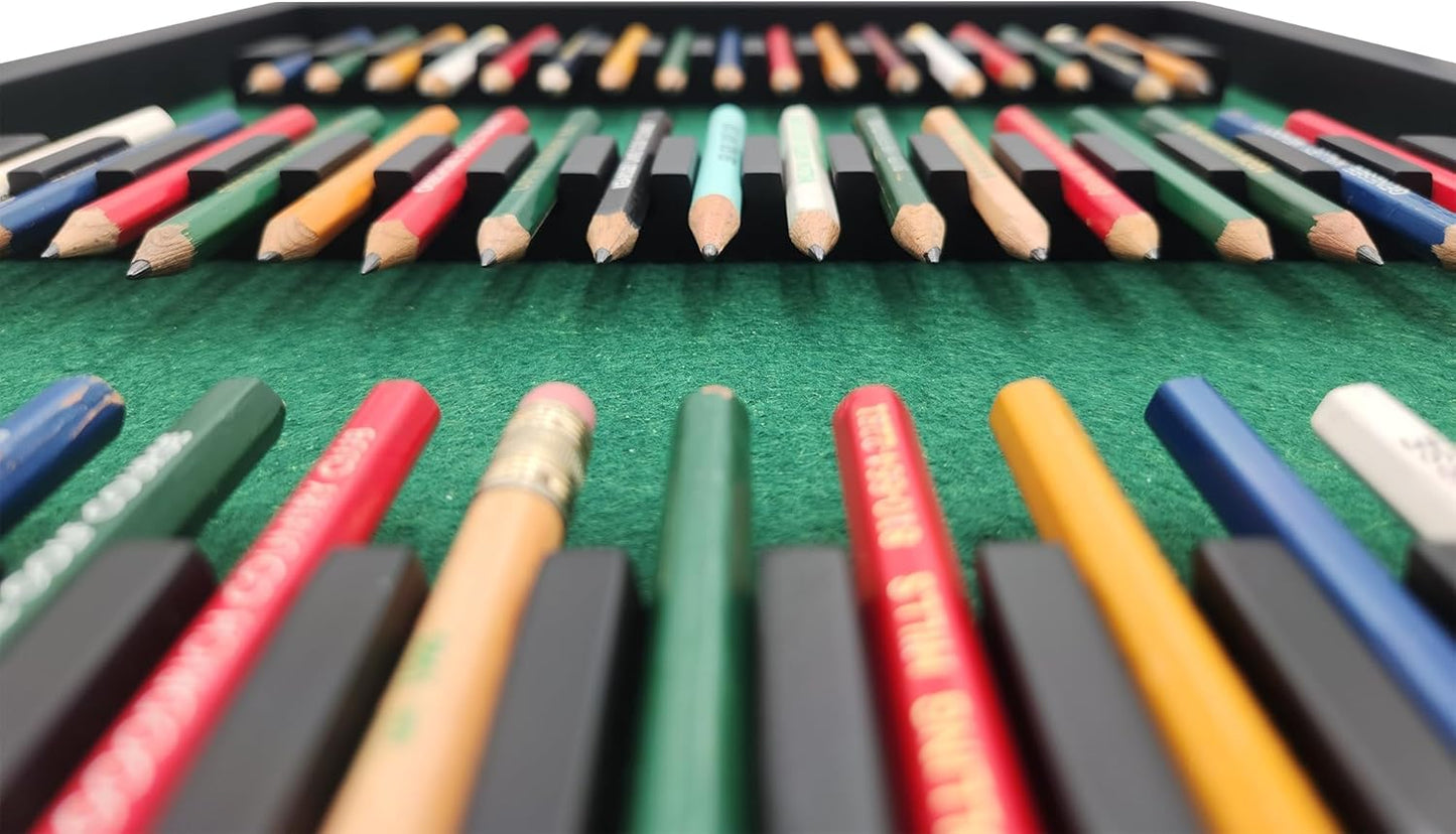 18hills Premium Wood Golf Pencil Case Holder Display - Holds 51 Pencils - Perfect Golf Gift