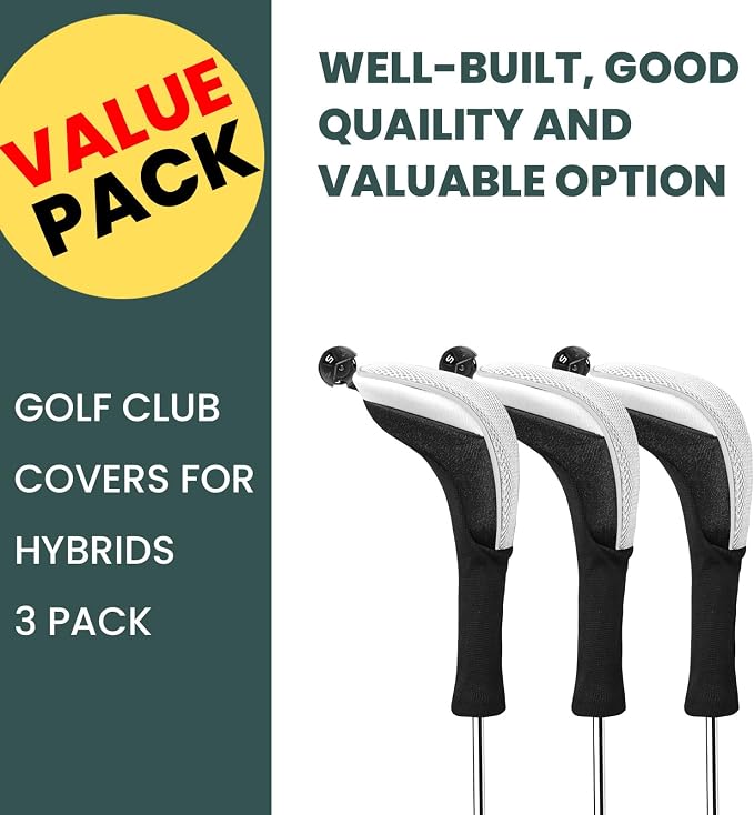 FINGER TEN Golf Club Head Covers Woods Hybrids 1/2/3/4 Pack, Headcovers Men - Image 2