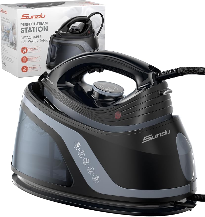 Sundu Steam Iron, 40g/min Continuous Steam, 44 OZ Removable Tank, Built-In Pump by Sundu