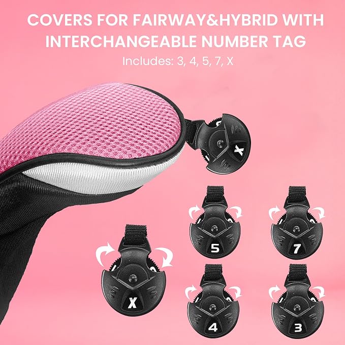 FINGER TEN Golf Club Head Covers Woods Hybrids 1/2/3/4 Pack, Headcovers Men - Image 4