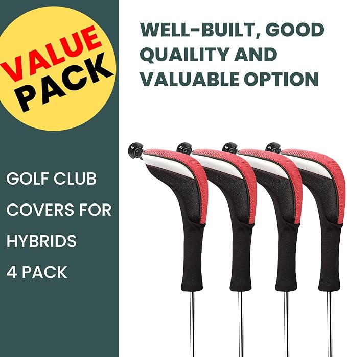 FINGER TEN Golf Club Head Covers Woods Hybrids 1/2/3/4 Pack, Headcovers Men - Image 2