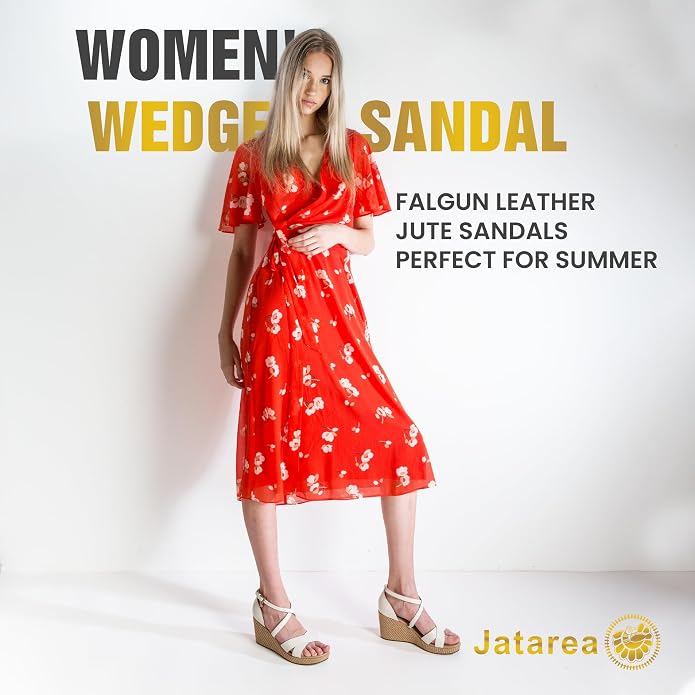 JATAREA Leather Wedge Sandals for Women | Women's Sandals Perfect for Summer - Image 3
