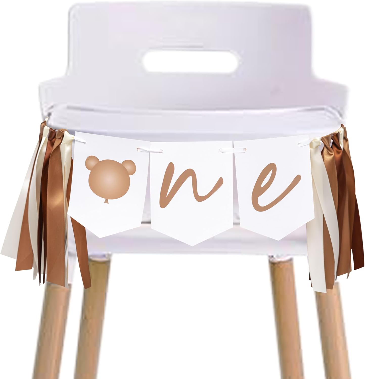 1 Year Old Birthday Banner - Baby Bear First Birthday High Chair Banner,Brown First Birthday Party Decorations,Bear First Birthday Party Supplies,Photo Prop for Baby (Bear theme banner brown)
