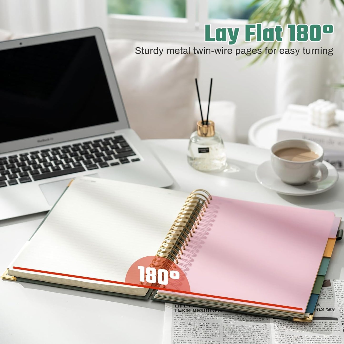 Hardcover Spiral Notebooks 8.5" X 11" Note Taking 5 Subject Notebook College Ruled with Dividers 240 Pages 100GSM Aesthetic Spiral Notebook for Work School Cute Journals for Women Writing