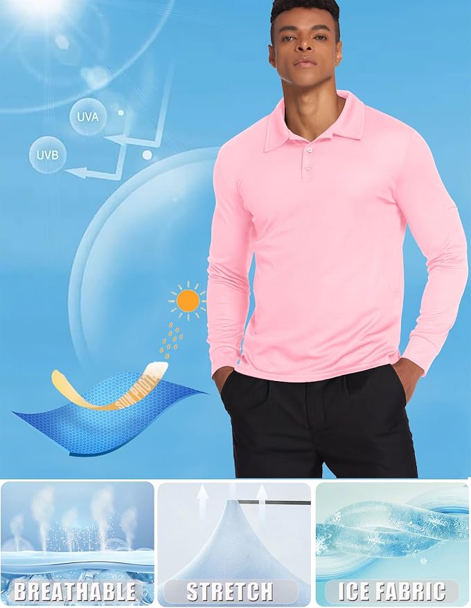 Deyeek Men's Polo Shirts Long Sleeve Golf Polo Shirts - Image 4