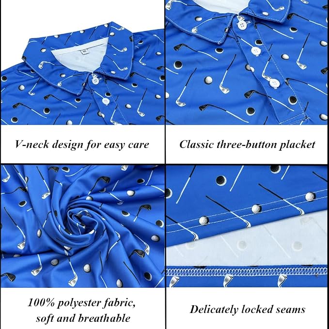 Men's Long Sleeve Golf Shirt Quick Dry 3 Button Work Fishing Outdoor Casual - Image 5
