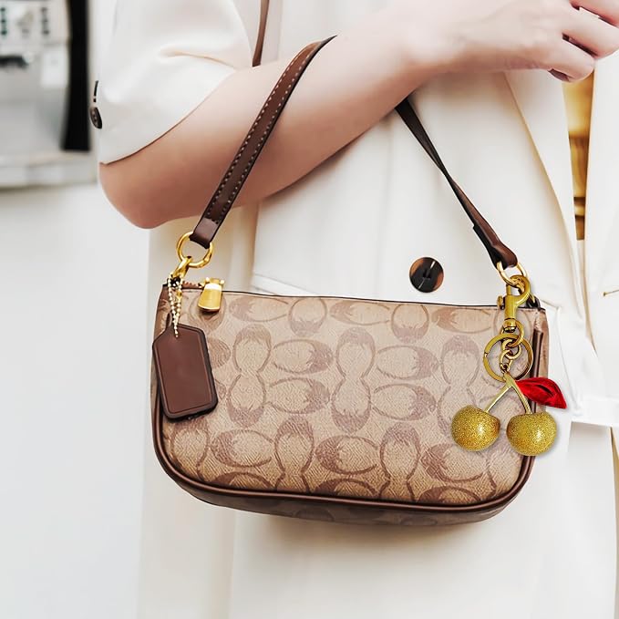 Cherry Bag Charm Purse Handbag Charm Cherry Car Accessories KeyChain Gift - Image 6