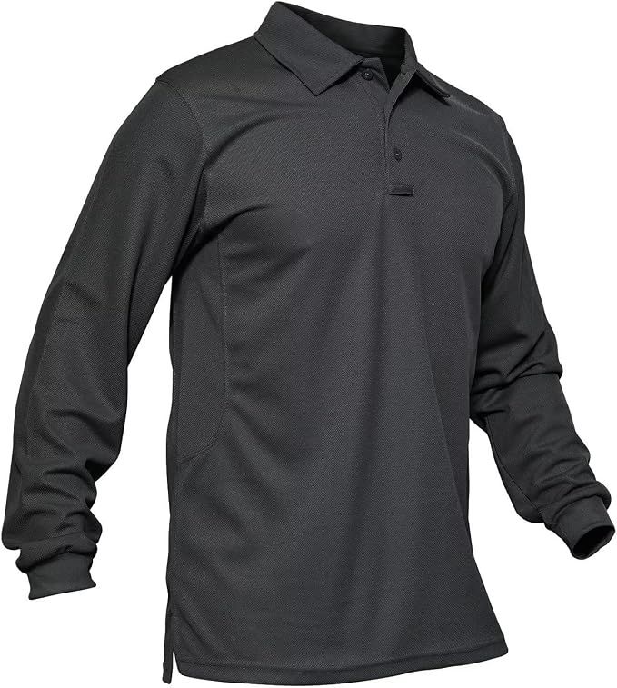 MAGCOMSEN Men's Polo Shirts 3 Button Quick Dry Performance Long Sleeve Tactical by MAGCOMSEN