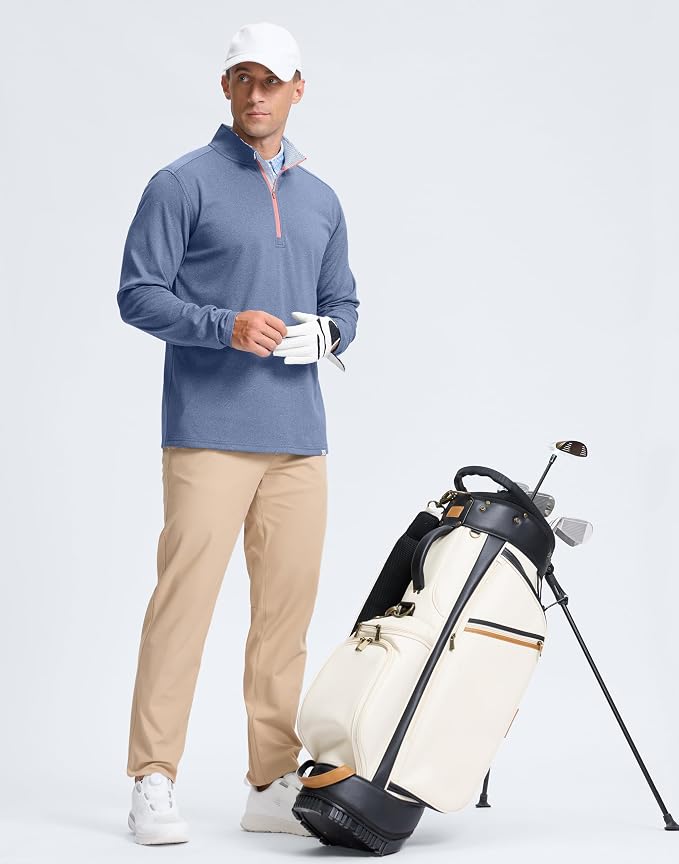Obla Golf Quarter Zip Pullover Men Fleece Mock Neck Sweatshirt Winter Warm 1/4 - Image 6