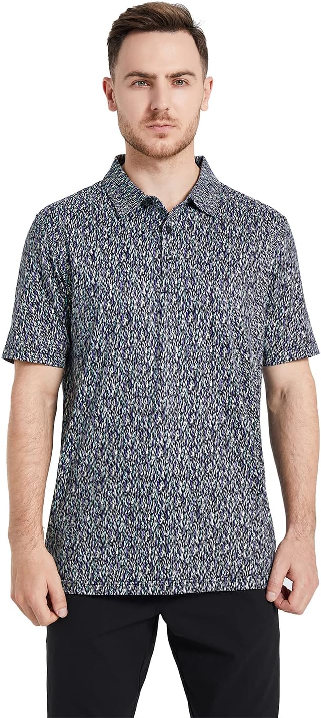 Golf Shirts for Men Dry Fit Short Sleeve Print Performance Moisture Wicking - Image 2