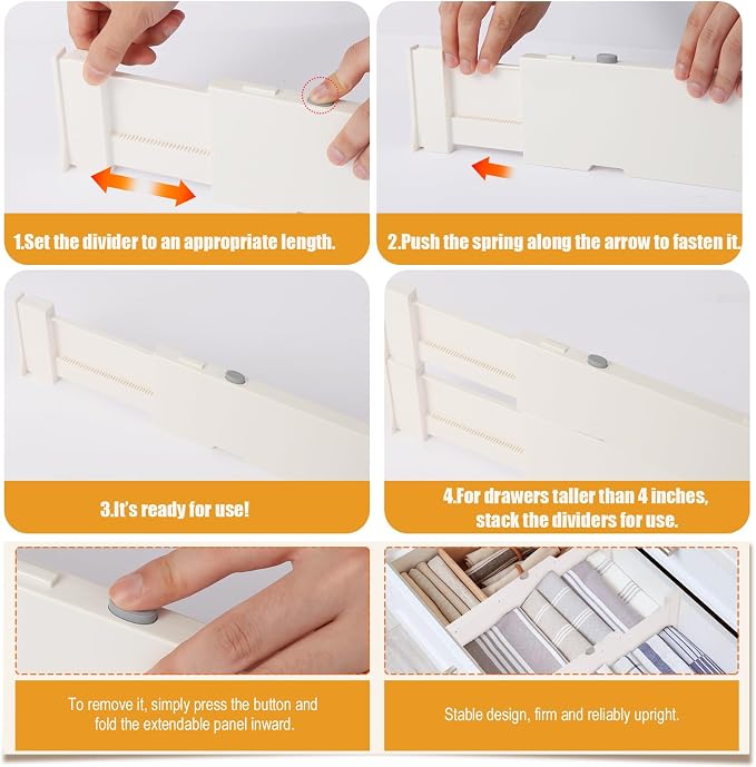 4 Pack 4" High Drawer Dividers, Dresser Drawer Organizer, Drawer Separators - Image 5