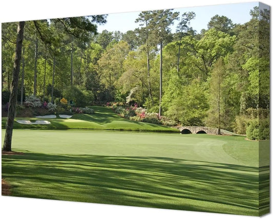 Augusta National Golf Course Wall Art for Living Room Bedroom Bathroom Home Decorations - Augusta Golf Course Picture Poster Framed Artwork Canvas Prints Ready to Hang(12''H x 16''W)