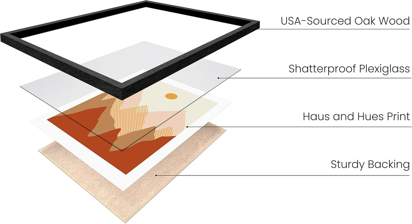 HAUS AND HUES Abstract Minimalist Landscape Wall Art – Set of 6 Modern Mountain Prints, Aesthetic Geometric Nature Posters, Minimalist Wall Decor (Black Frame, 11x14)