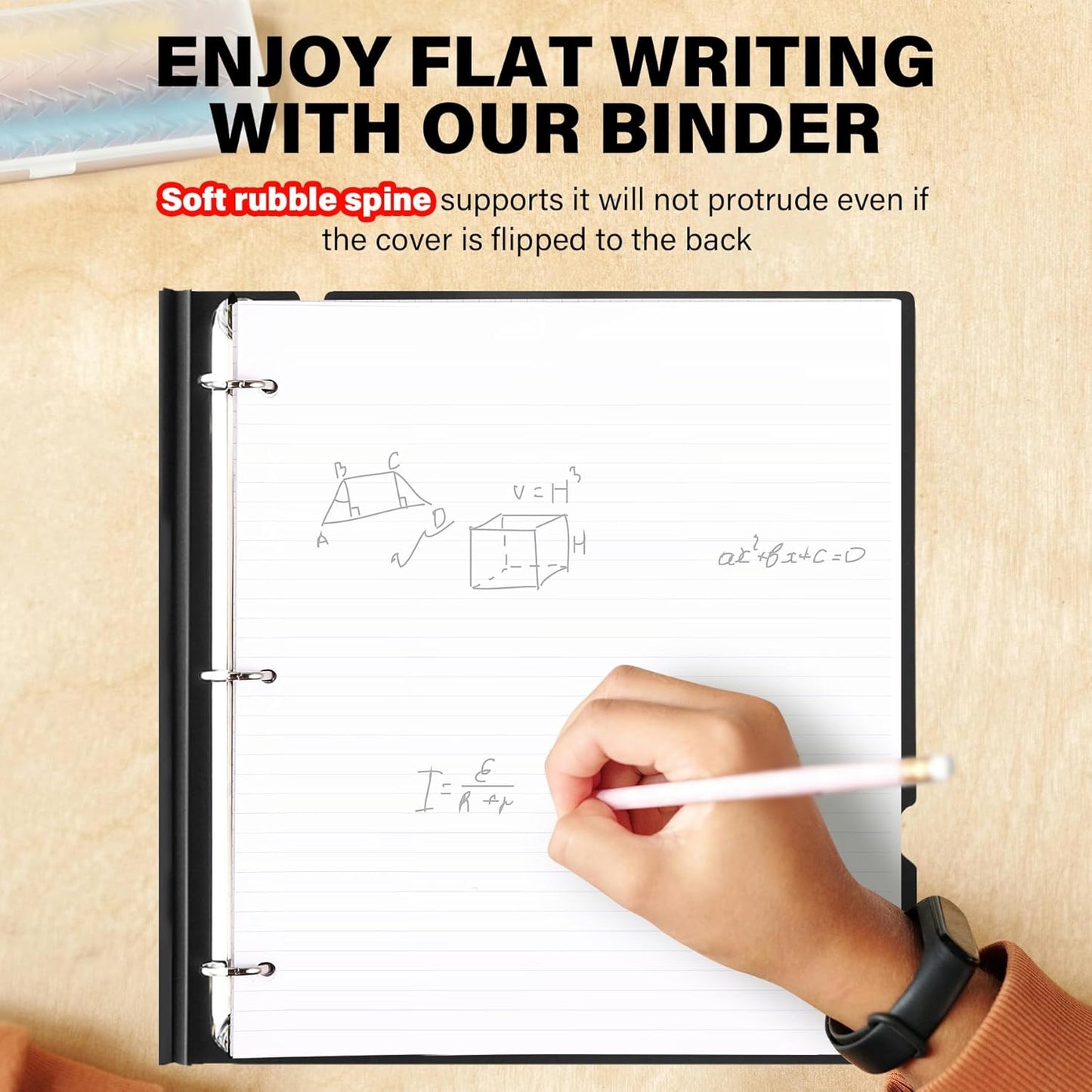 1 Inch Telescoping 3 Ring Binder-12PCS, Flexible Binder with Customized Front Cover, Holds 225 Sheets, School Office Supplies, 4 Colors