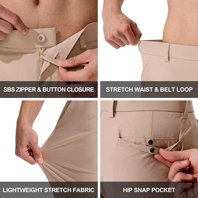 QPNGRP Men's Golf Pants 30"/32"/34" Inseam Lightweight Stretch Work Dress Pants - Image 5