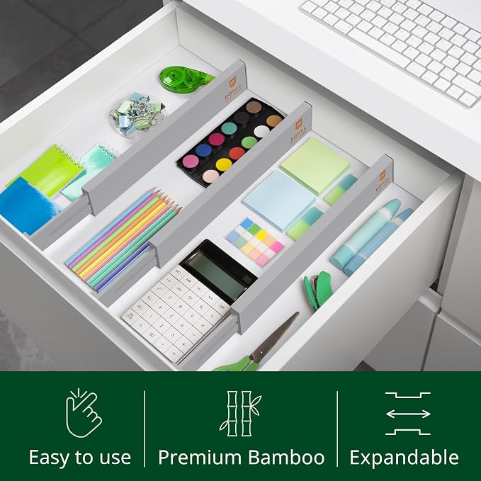 ROYAL CRAFT WOOD Adjustable Bamboo Drawer Dividers Organizers - Image 5
