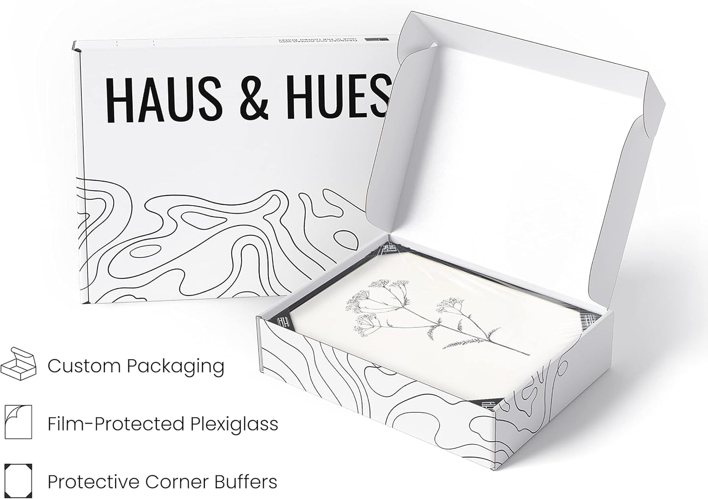 HAUS AND HUES Grey Floral Wall Art - Set of 4 Plant Posters for Wall Vintage, Botanical Prints, Black and White Flower Pictures for Room Aesthetic, Farmhouse Bathroom, Rustic Art (Black Frame, 8x10)