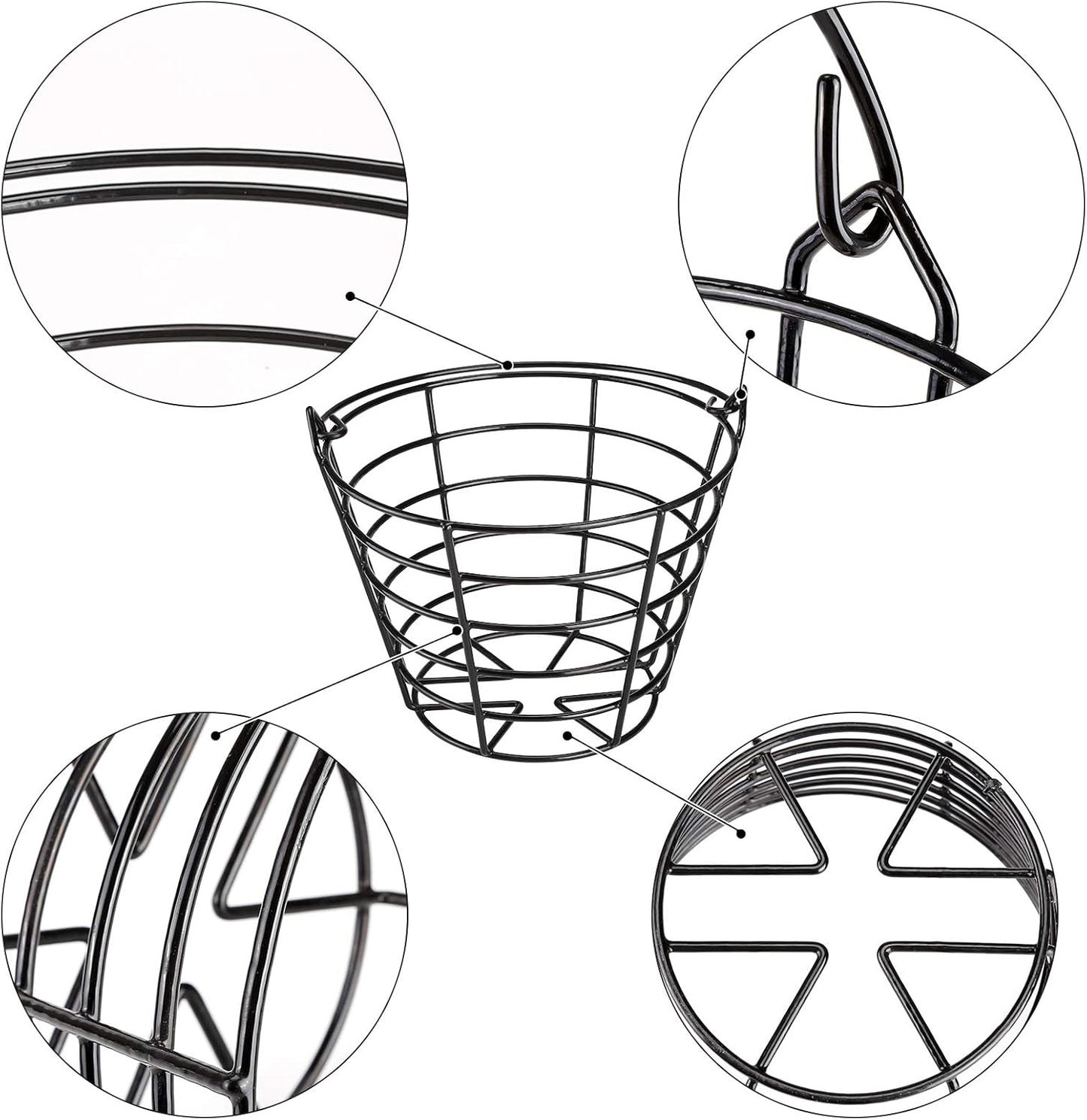 10L0L Metal Range Golf Ball Baskets with Handle, Golf Ball Storage Bucket, Holds 50 Balls Each (GolfBalls Not Included)