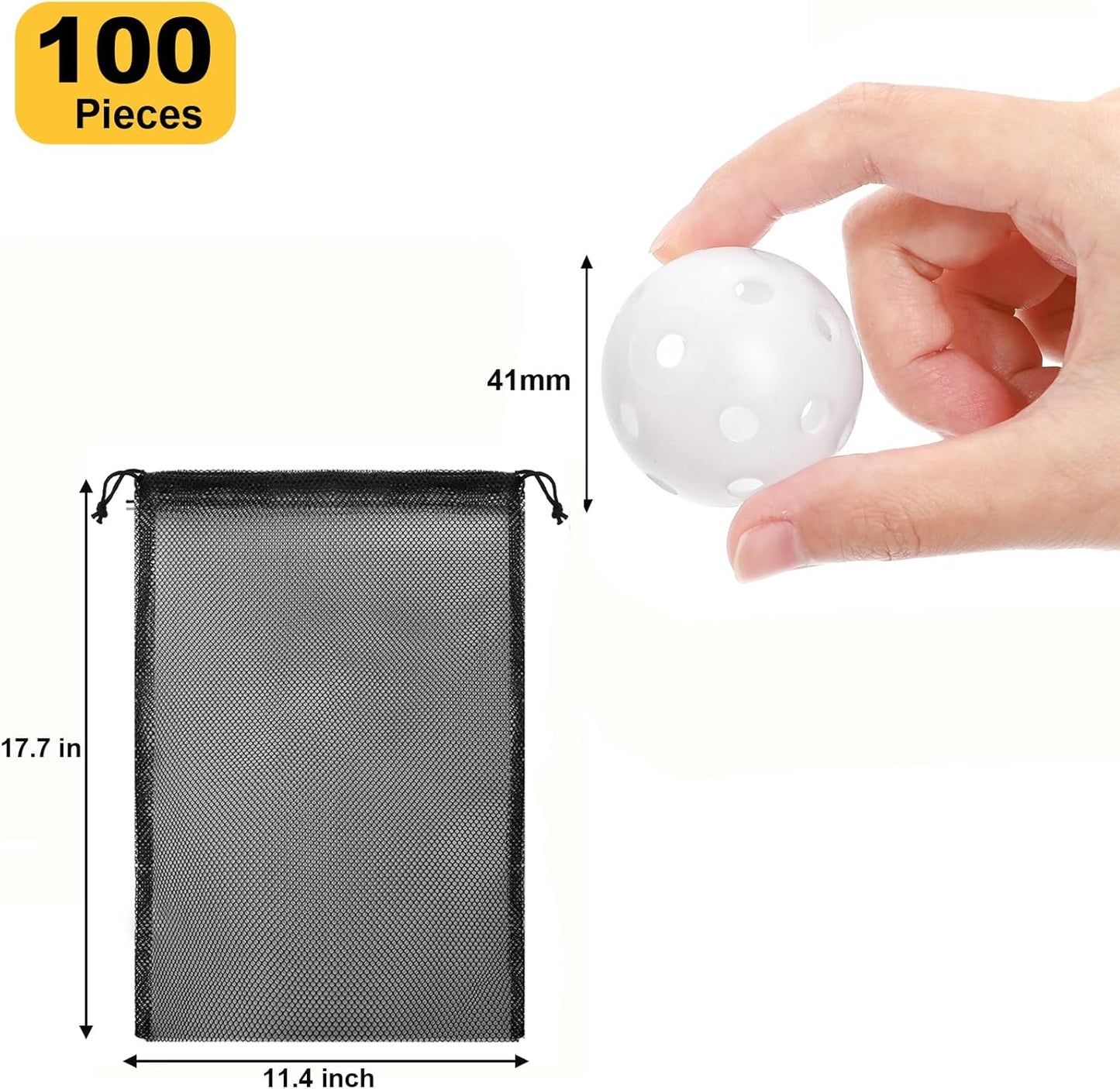 100 Pack Practice Golf Balls, Plastic Golf Training Balls 41mm Hollow Airflow Golf Balls for Driving Range, Swing Practice, Indoor Outdoor Use, White
