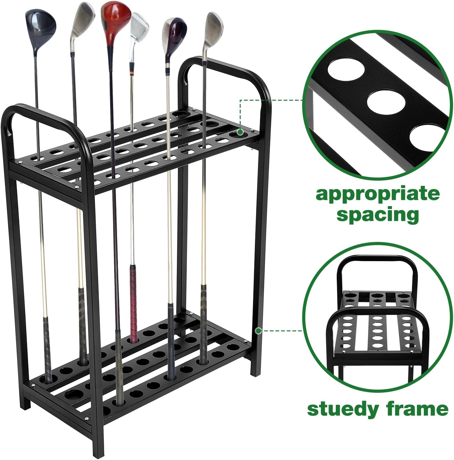 Hicarer Golf Club Holder Metal Golf Club Organizer Stand Rack Putter Stand Display for Indoor and Outdoor Use Home, Black