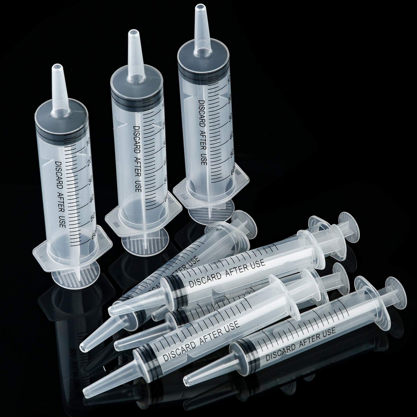 10 Pack Plastic Syringe Liquid Measuring Syringes Without Needle for Epoxy Resin, Craft, Scientific Labs, Feeding Pets Animals, Oil or Glue Applicator (20 ML, 60 ML)