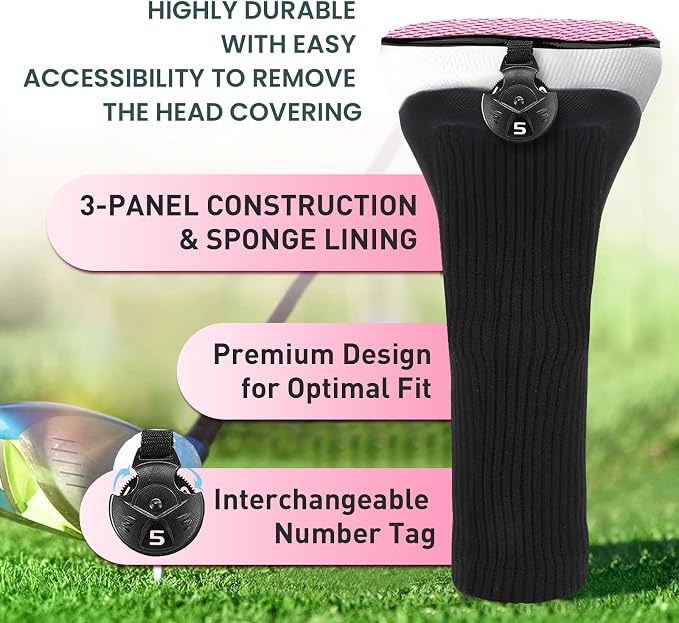 FINGER TEN Golf Club Head Covers Woods Hybrids 1/2/3/4 Pack, Headcovers Men - Image 3