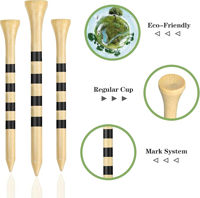 Natrual Wooden Golf Tees 100 Pack Biodegradable Bamboo Golf Tees, More Sturdy - Image 5