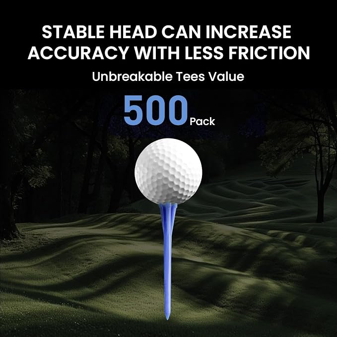 FINGER TEN Golf Tees Plastic Unbreakable Easy to Find Bulk Value 500 Count - Image 2