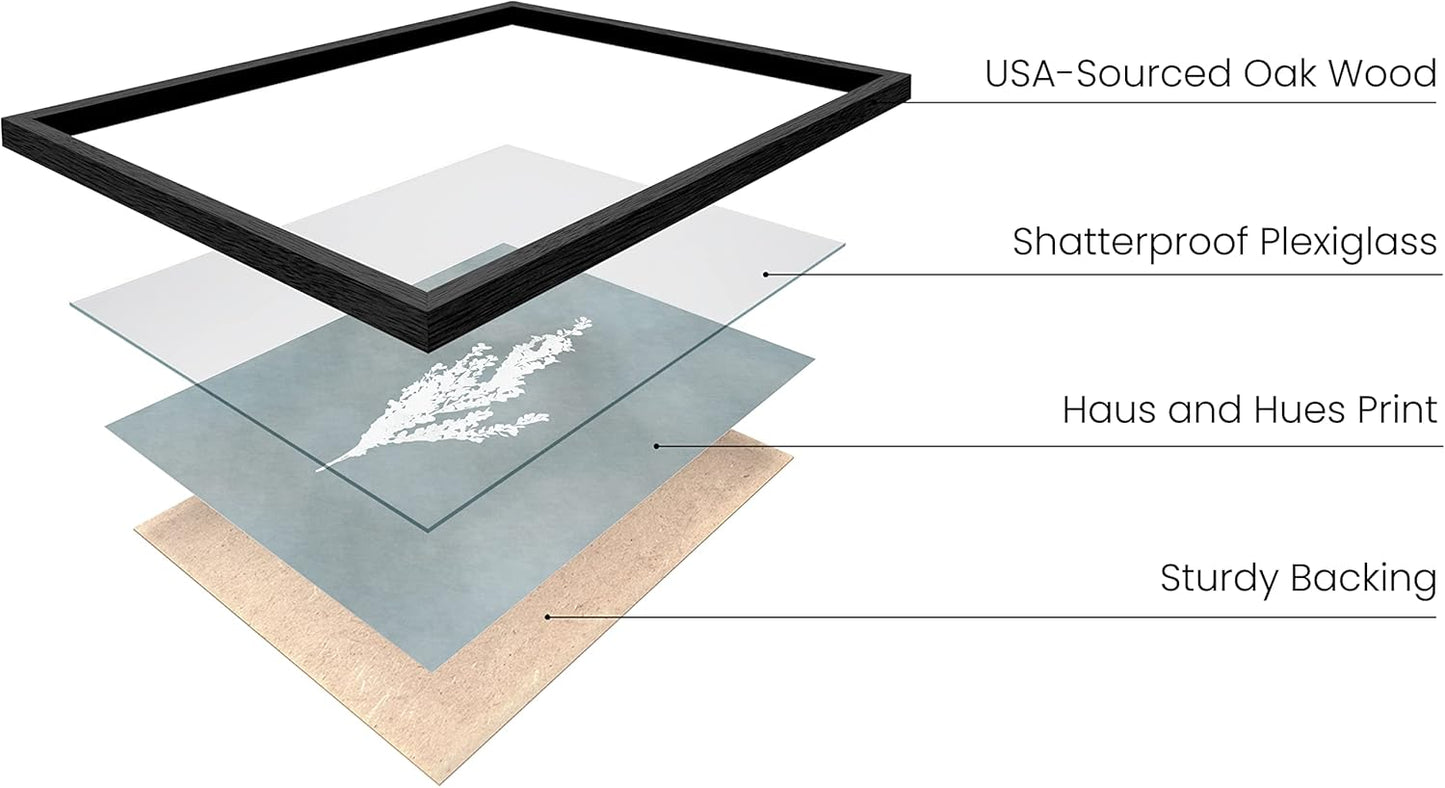 HAUS AND HUES Floral Wall Art - Set of 4 Plant Posters for Wall Vintage Botanical Prints, Flower Pictures for Room Aesthetic, Vintage Art Prints Flower Wall Art (Black Frame, 11x14)