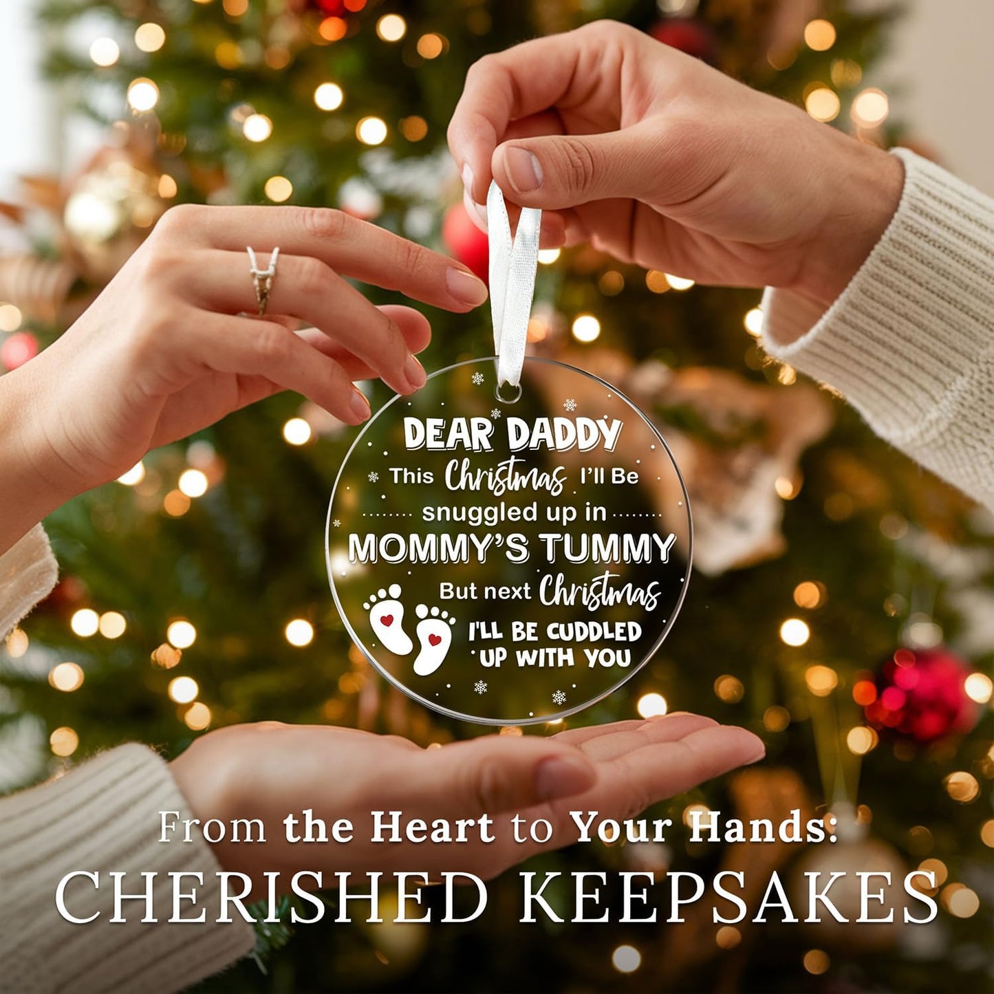 HEXMOZ First Time Dad Gifts - New Dad Gifts - Bumps First Christmas Ornament - Pregnancy Announcement for Husband, Soon to Be Daddy, 1st Time Daddy Gift - Expecting Baby on The Way