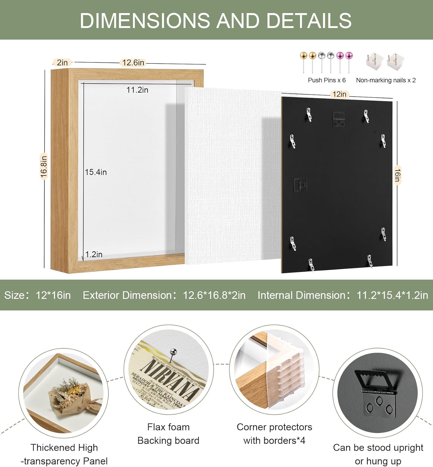 12x16 Shadow Box Display Case Picture Frame with Soft Linen Back, Large Deep Black Shadow Box 12x16 for Flowers Medal Display Case Jersey pet Graduation Memorabilia Baby Ltems Crafts Photos