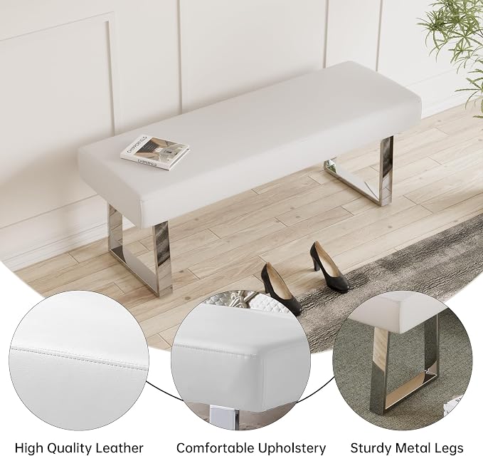 JIEXI Bedroom Bench Bed end upholstered Bench Indoor Corner Small Bench - Image 3
