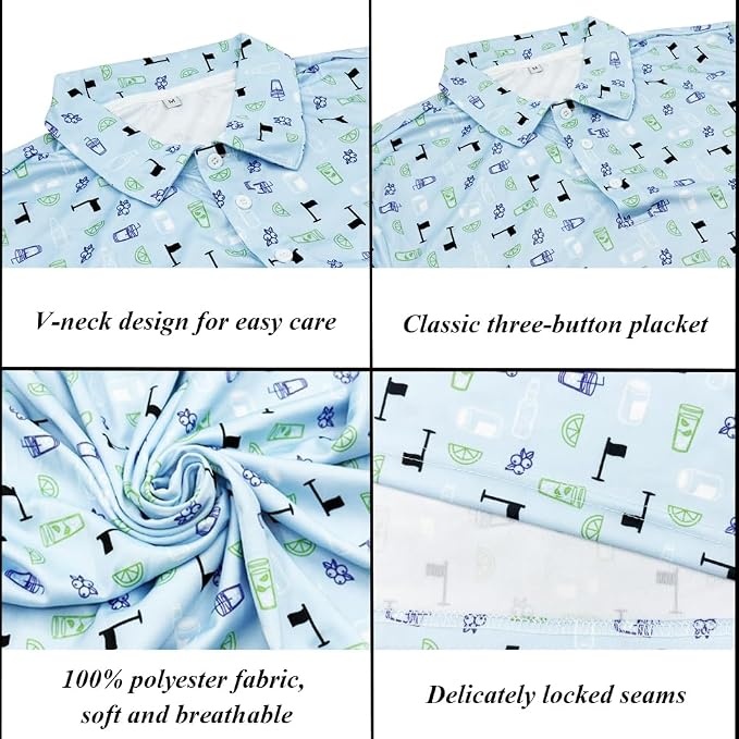 Men's Long Sleeve Golf Shirt Quick Dry 3 Button Work Fishing Outdoor Casual - Image 5
