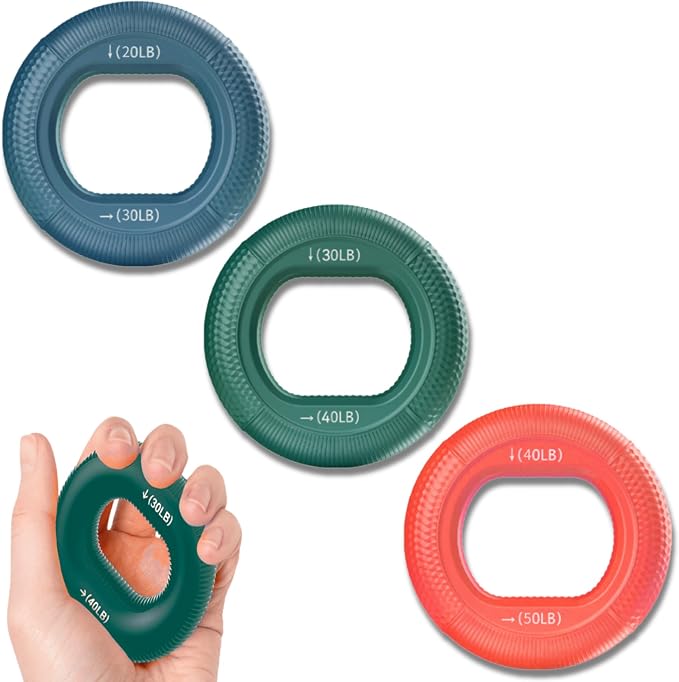 LEZER Hand Grip Strengthener, Finger Exerciser, Forearm Ring, Silicone Squeezer by LEZER