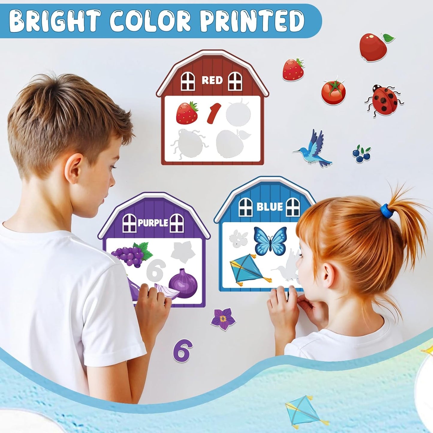 10Pcs Magnetic Color Sorting Toys 60 Toddler Magnets for Refrigerator, Cute Farm Animal Fridge Magnets for Early Education Toddler Color Sorting Learning Activities