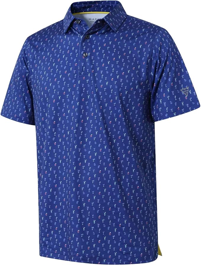 Golf Shirts for Men Dry Fit Short Sleeve Print Performance Moisture Wicking by MAELREG