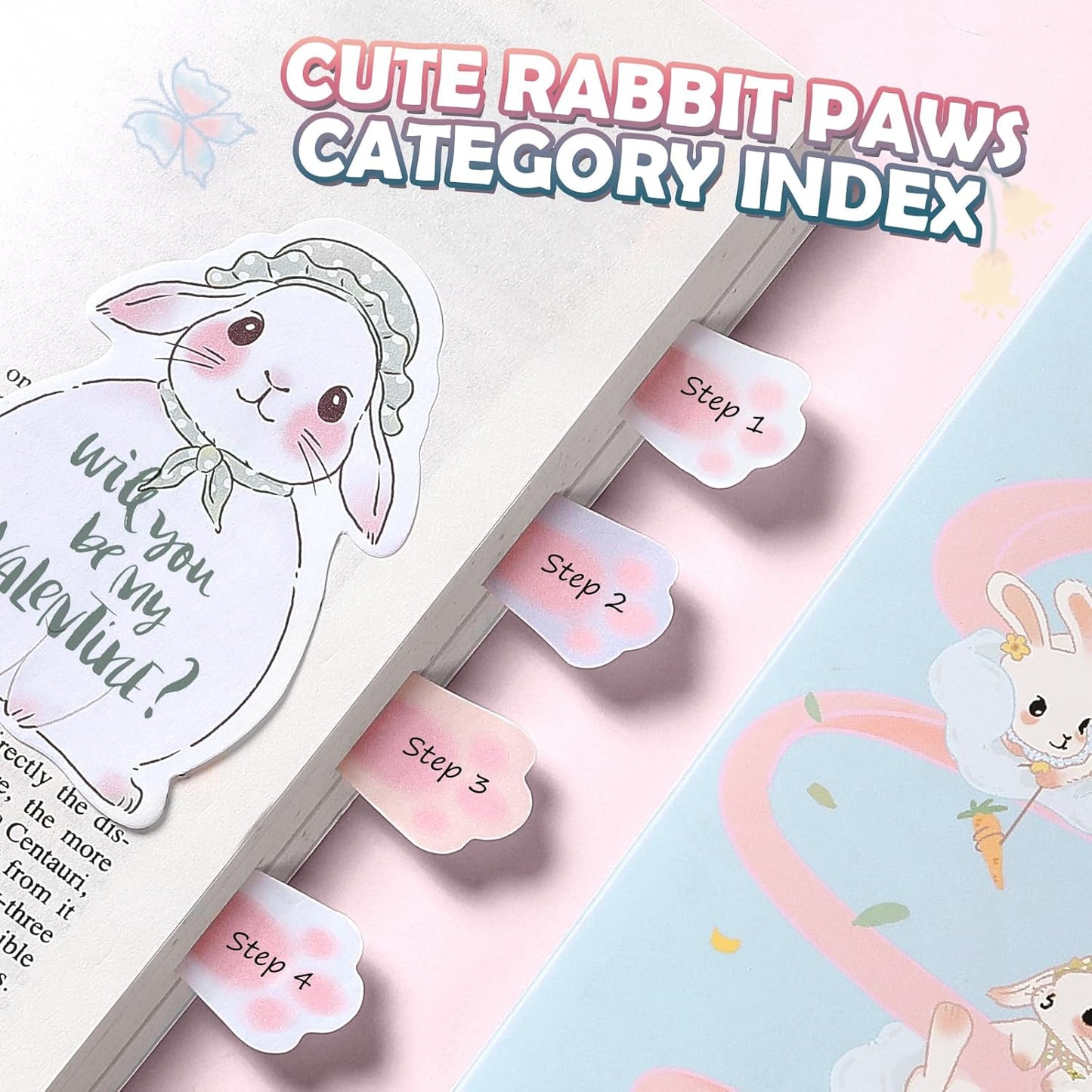 Hommie Cute Sticky Notes Set, Sticky Notes Set Planner Dividers, Easter Bunny Self-Stick Memo Pads with Animal Divider Tabs, Bundle Writing Designs for Office, School, Easter Party Supplies