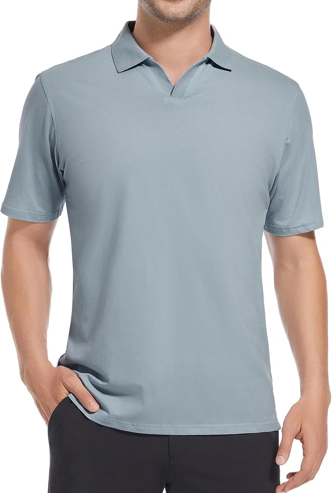 Esabel.C Jacquard Golf Shirts for Men Moisture Wicking Short Sleeve Performance - Image 3