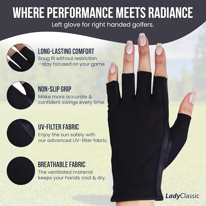 Solar Tan Women’s Half Golf Glove | SPF 10 UV-Filter Fabric, Breathable Cooling - Image 6