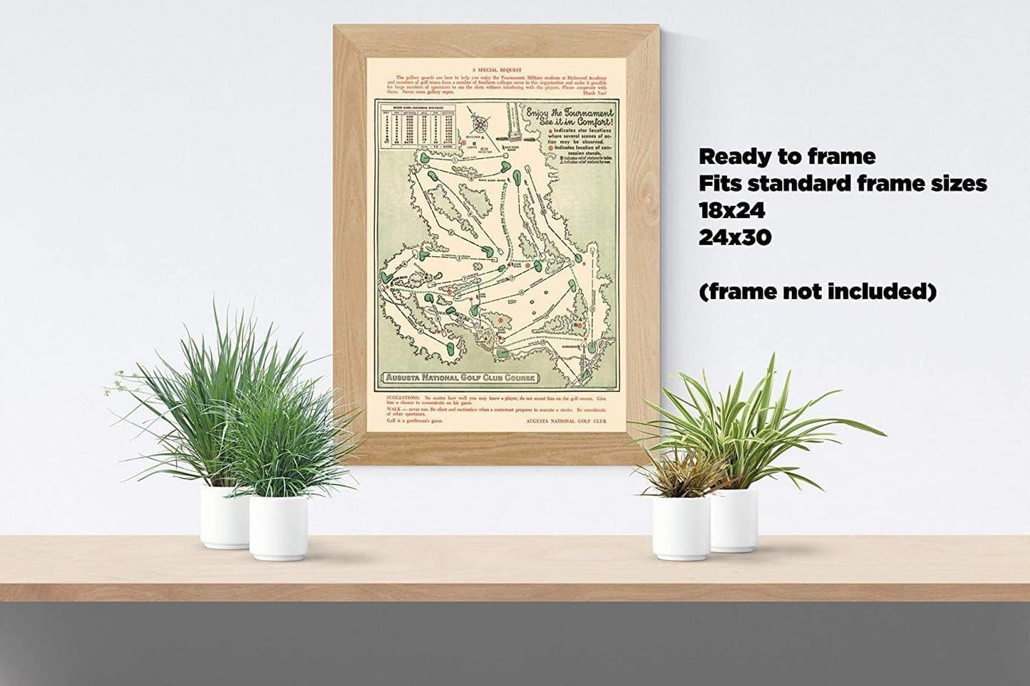 Historic Map - Augusta National Golf Club Course, 1954 - Unframed Vintage Wall Art (11in x 14in)