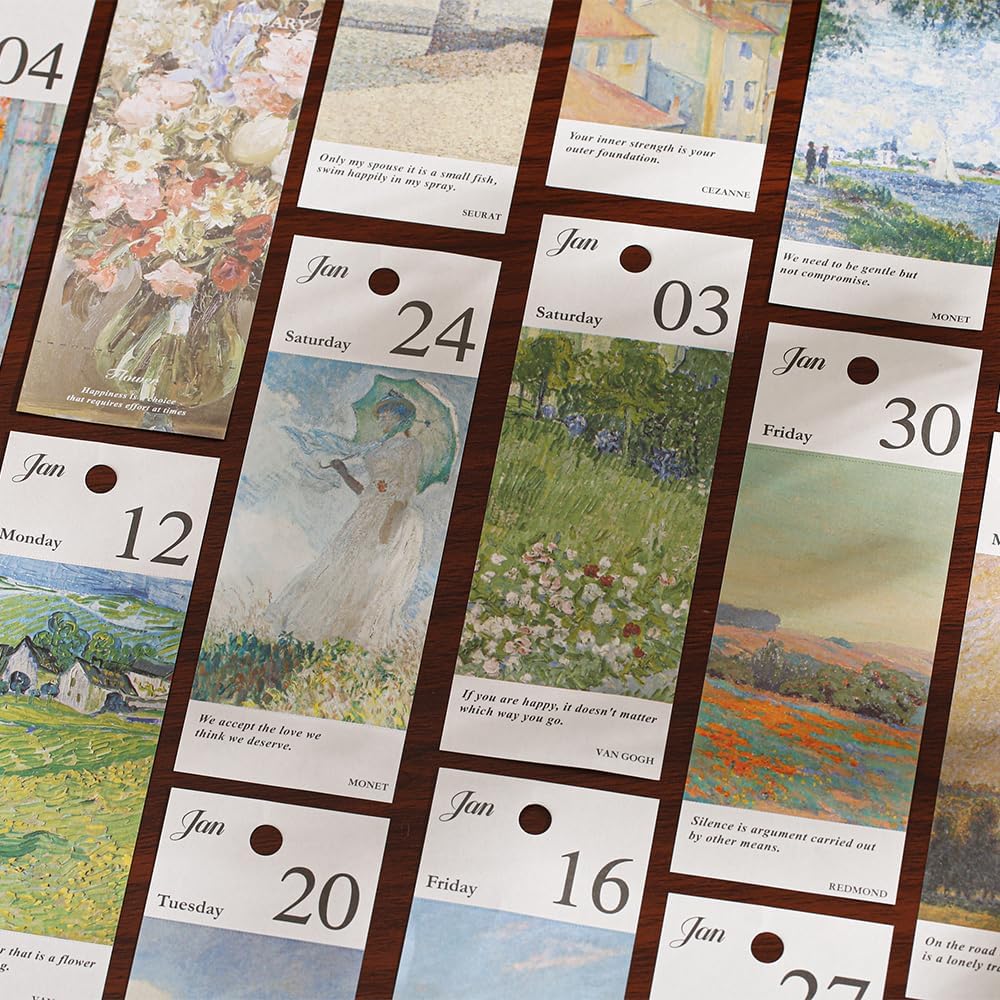 2026 calendar desk calendar 2026 January-December Calendar - Oil Painting Themes with Inspiring Quotes for Each Page, 8.7" x 4" Desk Planner for Office Home Planning & Organizing