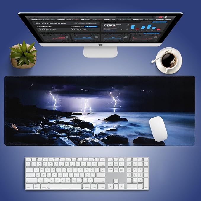 Wknoon. Extra Large Gaming & Office Mouse Pad – Nature Lightning Summer Storm - Image 6
