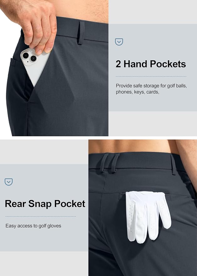 Pudolla Men's Golf Pants Stretch Work Dress Comfy Pants 30"/32"/34" Lightweight - Image 4
