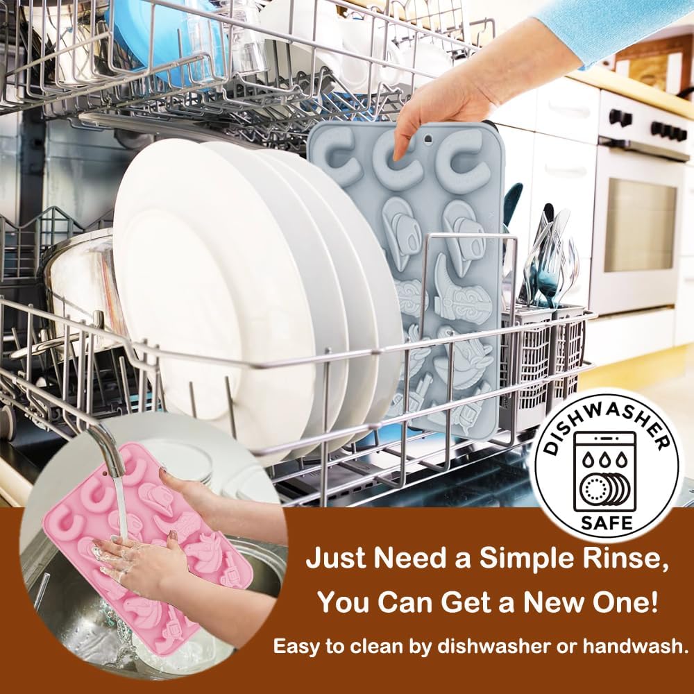 2 Pack Cowboy Chocolate Silicone Molds 3D Western Themed Baking Mould Tray DIY Baking Tool with Cowboy Hat, Boot & Horse for Chocolate Cake Dessert Candy Mousse Pastry Handmade Soap Cupcake Topper