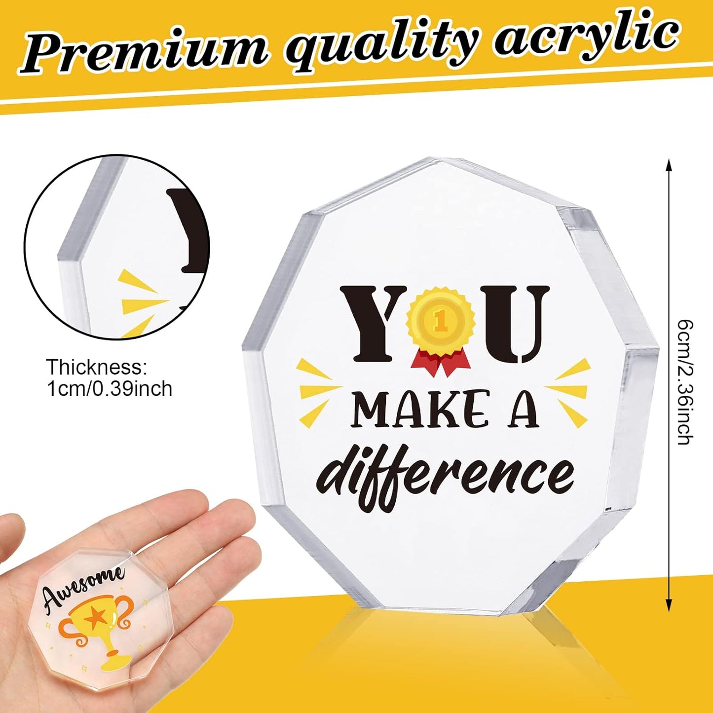 Janmercy 24 Pcs Vbs Evs Housekeeping Appreciation Gifts Acrylic Medal Award Trophies Bulk 6 Styles Plaque Personalized Engraved Employee Coworker Staff Team Thank You Gift for Office Party(Medal)