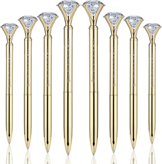 Big Diamond Retractable Ballpoint Pen Rhinestones Crystal Bling Plated Metal Color Black Gel Ink Ballpen for Women Students Girls