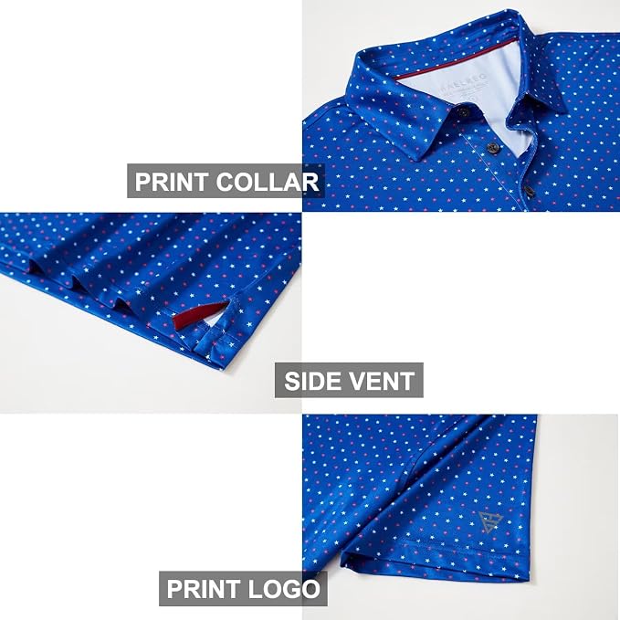 Golf Shirts for Men Dry Fit Short Sleeve Print Performance Moisture Wicking - Image 4